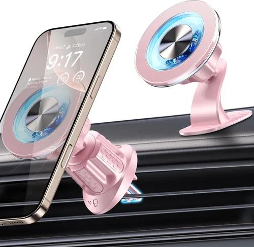 Vista 10 de Soporte Magnético para Teléfono MagSafe para Automóvil [2025 Mejorado 22X Imanes y Ganchos Dobles] Soportes para Teléfono para tu Automóvil Soporte