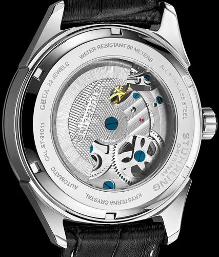 Vista 3 de Stuhrling - Reloj de vestir automático para hombre de acero inoxidable con movimiento mecánico automático de esqueleto, subesfera de hora de duelo e