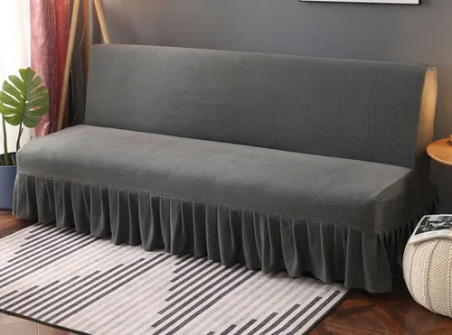 Vista 18 de IMYOGI Fundas de sofá de alta elasticidad sin brazos con falda, funda elástica ajustable de color sólido, protector de muebles para niños, mascotas