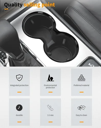 Vista 5 de Hoolcar Cubierta de Portavasos Delantero Compatible con Jeep Grand Cherokee 2011-2021, Accesorios Interiores, Negro