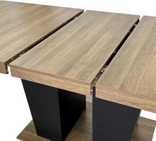 Vista 5 de Juego de mesa de comedor extensible de 5 piezas, juego de mesa de comedor extensible de estilo granja para 4, mesa de cocina expandible de madera