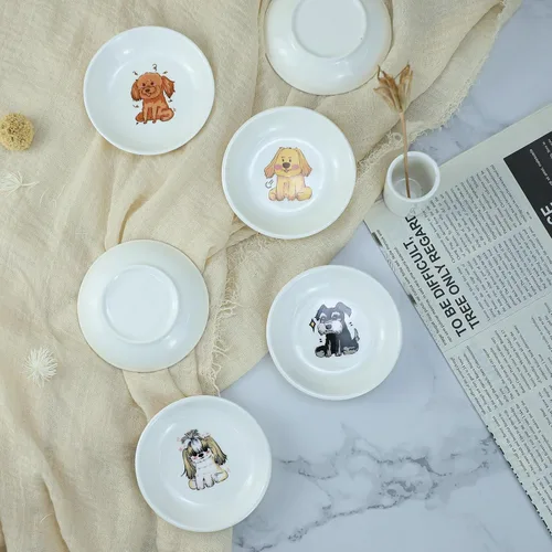 Vista 7 de Divertidos platos de cerámica con diseño de perros lindos de caricaturas, platos de condimentos, cuencos de salsa de soja para sushi, platos