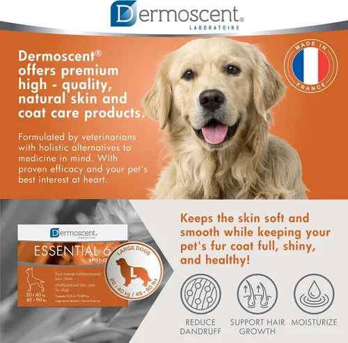 Vista 6 de Dermoscent Essential 6 spot-on - Cuidado de la piel para perros con caspa y alivio de alergias con aceite de vitamina E - Antipicazón para perros