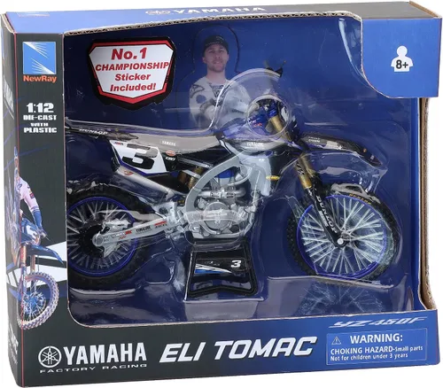 Vista 2 de Yamaha YZ450F Championship Edition Motocicleta #3 Eli Tomac Yamaha Factory Racing 1/12 Modelo fundido a presión por New Ray