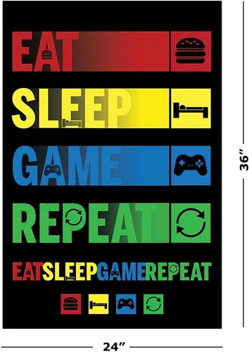 Vista 2 de Eat Sleep Game Repeat - Póster de jugador (pictogramas) (tamaño: 24" x 36")