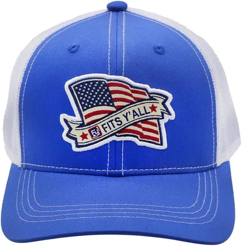Vista 2 de Fits Y'all USA Flag Americana Structured Trucker Hat for Unisex and 3XL Oversize