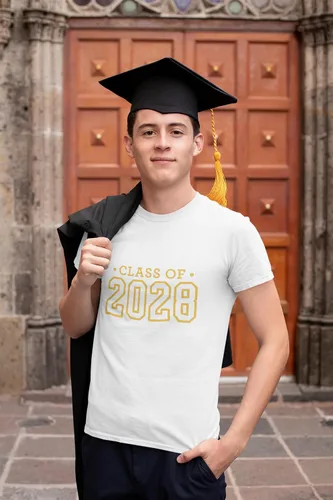 Vista 7 de Class of 2028 Iron On Decal, Senior Class Shirt Patch, Heat Transfer, HTV Graphic Tshirt Sticker, DIY Crafts, Pick Size Color, Iron-On Almost Black