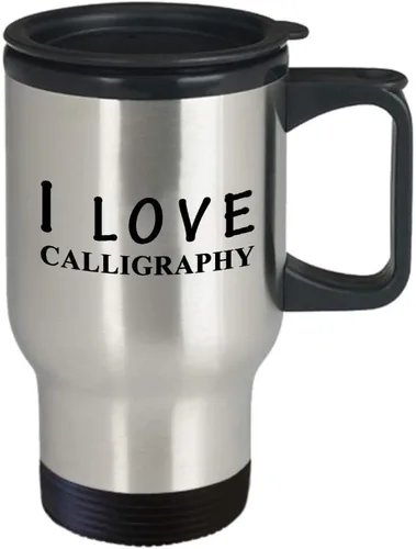 Vista 2 de Gifts for Calligraphy Lover Travel Mug Insulated Coffee Tumbler - Calligrapher Writing Lettering Visual Art Design Artist Hobby Passion Hobbyist