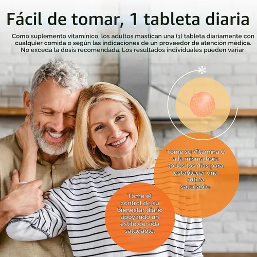 Vista 6 de 21st Century Vitamina C 500 mg Tabletas masticables, Naranja, 110 unidades Vitamin C 500 mg Chewable with Natural Orange Flavor, Daily Immune &
