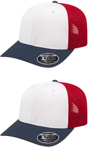 Vista 28 de Cap America i8502 Flexfit 110 Premium - Gorra de camionero de perfil medio con 6 paneles de malla trasera con protección UV y cierre ajustable