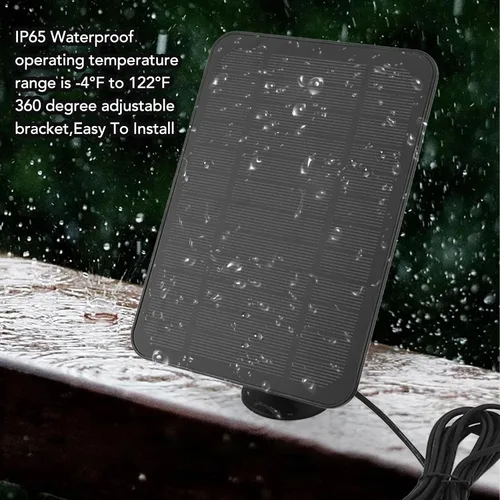 Vista 5 de Cargador solar para exteriores con panel solar de 4 W 5 V con soporte ajustable de 360 grados, impermeable IP65 para cámara de seguridad Blink