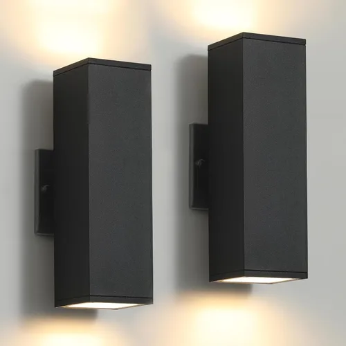 Vista 12 de 1 paquete de iluminación exterior del atardecer al amanecer, luces LED cuadradas hacia arriba y hacia abajo, accesorios de iluminación exterior