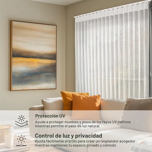 Vista 8 de CHICOLOGY Elegantes Persianas Verticales Transparentes Blancas para el Hogar, Ventanas Interiores Grandes, Puerta Corrediza, Patio (78" An x 84" Al)