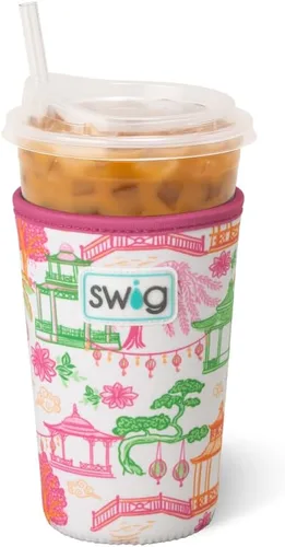 Vista 21 de Swig Life Coolie para taza helada mediana de 22 onzas, funda aislante estándar de 22 onzas con asa, aislamiento de neopreno mantiene las bebidas