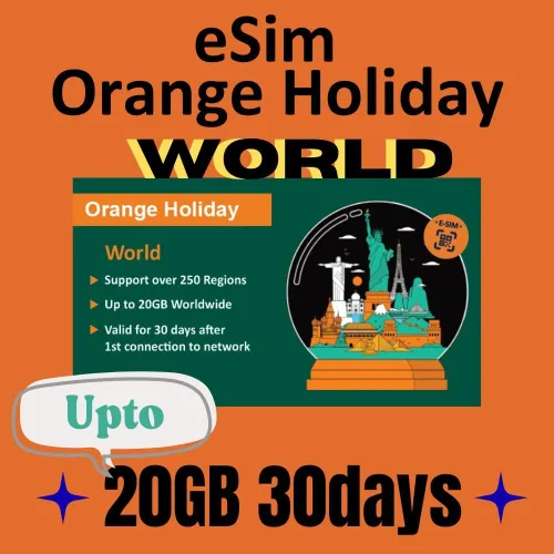Vista 13 de Orange Holiday Europe Prepaid Sim 20GB Internet Data 30 días de uso Se permite la conexión de datos 30 minutos y 200 SMS de Europa a cualquier