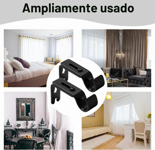 Vista 8 de 4 soportes ajustables para barra de cortina, 5/8-3/4 pulgadas Negro