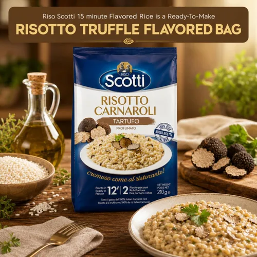 Vista 3 de Riso Scotti - Risotto sazonado con trufa, arroz Carnaroli, 7.4 oz (210 g) Ready Meal, Easy to Cook, Carnaroli Rice for Risotto with Truffle