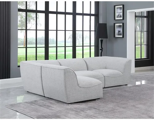Vista 2 de Meridian Furniture Miramar Collection Modern Seccional modular tapizado con textura de lino contemporáneo, 109 pulgadas de ancho x 71 pulgadas