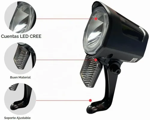 Vista 6 de Faro delantero de bicicleta eléctrica LED de 12 V-72 V, conector universal de 2 pines, luz frontal para conducción nocturna en bicicletas y scooters