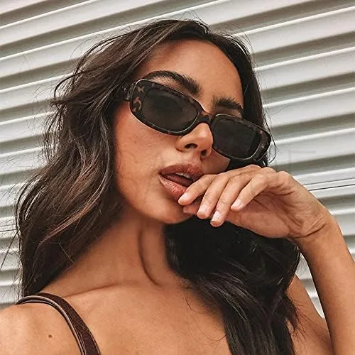 Vista 3 de Gafas de sol rectangulares pequeñas para mujer, gafas de sol retro de moda, protección UV 400, marco cuadrado