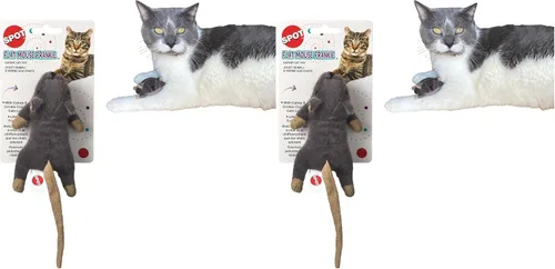Vista 6 de SPOT Fuzzy Mouse Freddie Juguete para Gatos con Hierba Gatera – Ratón de Felpa de 3.5 pulgadas para Gatos y Gatitos, Sonido Crujiente, Ideal