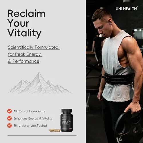 Vista 5 de UniHealth® Shilajit del Himalaya para hombres y mujeres – Tongkat Ali, Ashwagandha, ácido fúlvico, zinc, B6, B12, D3 para hombres – Suplemento puro