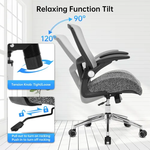 Vista 7 de Silla de oficina resistente, 400 libras, silla de escritorio ergonómica con cojín de espuma de modelado 3D ancho y suave, silla de escritorio