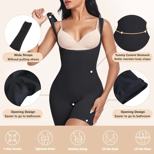 Vista 2 de Faja moldeadora para mujer, con control de abdomen, sin costuras, moldeador de cuerpo, fajas debajo del busto, mediados del muslo