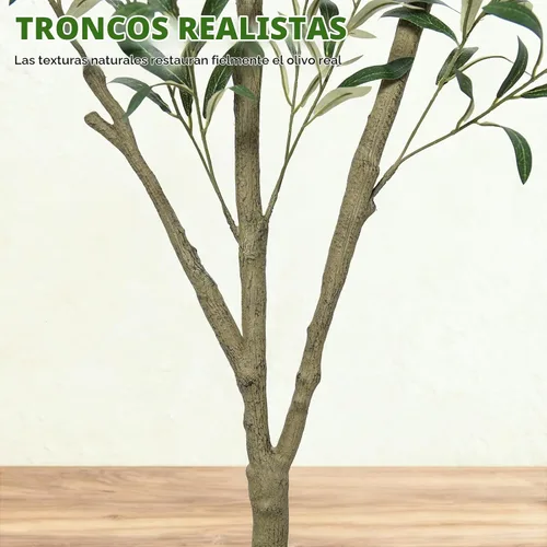 Vista 4 de Timoo Olivos artificiales para interiores con maceta blanca (5 pies)