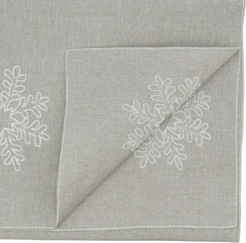 Vista 2 de Saro Lifestyle Camino de mesa bordado con diseño de copo de nieve, plateado, 16 x 120 pulgadas