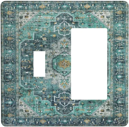Vista 128 de Cubierta de Toma Duplex de 1 Banda Decorativa con Diseño de Puesta de Sol Abstracto y Arcoíris, Placa Frontal Eléctrica, Interruptor de Luz Único