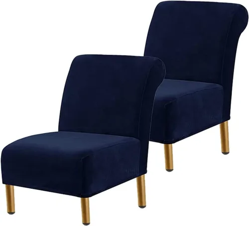 Vista 10 de Funda para silla decorativa sin brazos, de terciopelo elástico, extraíble, lavable, protector moderno de muebles con parte inferior elástica