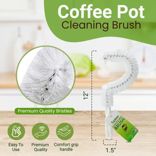 Vista 2 de Cepillo de limpieza para cafetera, curvado, antiarañazos, cerdas de larga duración Durable Long Lasting curved brush with non-scratch bristles for