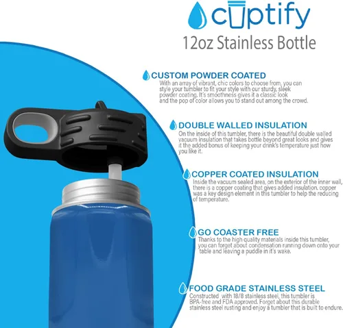 Vista 47 de Cuptify Botella de agua para niños personalizada con nombre en botella de agua aislada con anillo brillante verde de 12 onzas Verde brillante