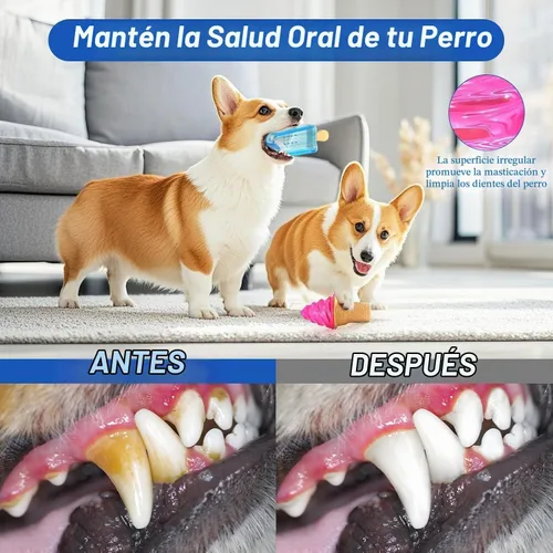 Vista 5 de Pawaboo Juguetes masticables refrescantes para perros, paquete de 2 juguetes congelables para dentición de mascotas para cachorros para enfriar