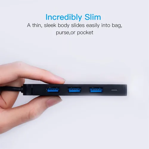 Vista 5 de VENTION Hub USB 3.0, 4 puertos USB Hub USB ultrafino de datos USB Hub de 0.5 pies de cable extendido [carga compatible], compatible con MacBook