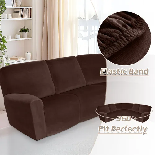 Vista 538 de Arfntevss Fundas de sofá seccional reclinable de terciopelo, Funda de sofá seccional de esquina para sofá reclinable, Funda elástica suave