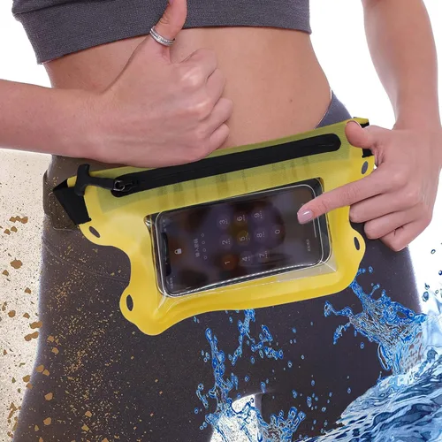 Vista 5 de FGM Bolsa impermeable con correa ajustable para la cintura, bolsa seca de TPU con sensibilidad de pantalla táctil para paddleboard, canotaje, Negro