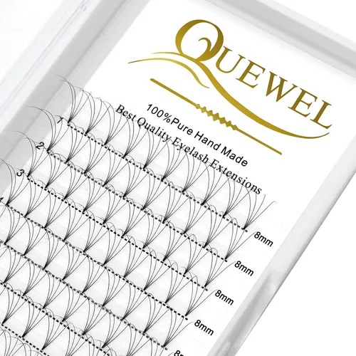 Vista 83 de QUEWEL Extensiones de Pestañas Prehechas en Ventilador, Extensiones de Pestañas Prehechas 3D de 0.07mm de Grosor, Rizado C, 8mm de Volumen