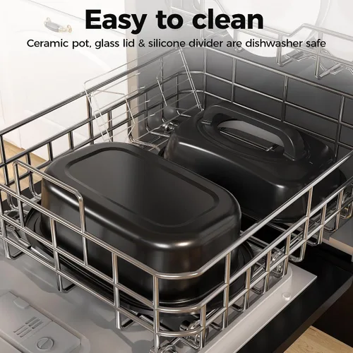 Vista 8 de Horno tostador de 18 cuartos de galón con tapa de autohilvanado, horno eléctrico de pavo de acero inoxidable de 1450W con asas de tacto frío, Negro