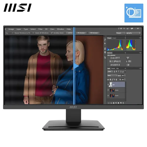 Vista 3 de MSI PRO MP243L E14 Monitor de oficina para juegos IPS 1920 x 1080 (FHD) de 24 pulgadas, 144Hz, Adaptive-Synch, listo para HDR, HDMI, puerto VGA