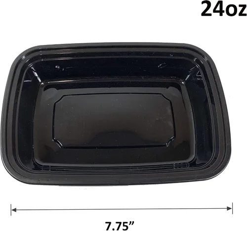 Vista 3 de 50 sets Rectángulo 24oz Recipientes de preparación de comidas con tapas para microondas Contenedor de comida plástico BPA libre rectángulo