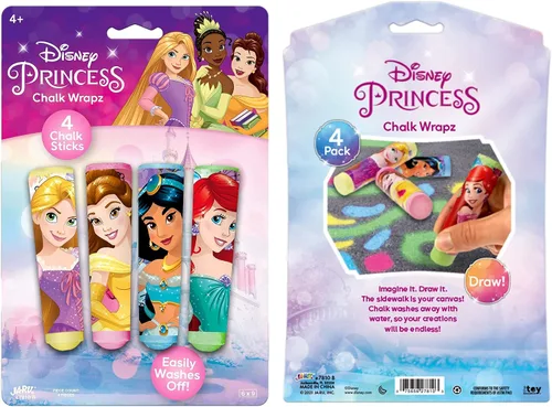 Vista 2 de JA-RU Disney Princess - Bastones de tiza para acera (1 unidad), tiza para suelo y tabla, juguetes para exteriores, tiza gigante, juego de arte