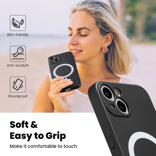 Vista 2 de ZCDAYE Funda magnética para iPhone 13, funda delgada de silicona compatible con Magsafe suave forro de microfibra antiarañazos funda protectora