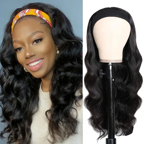 Vista 48 de XSY: Peluca de diadema de cabello humano de onda profunda sin pegamento, sin encaje frontal, peluca de diadema rizada, lista para usar y llevar