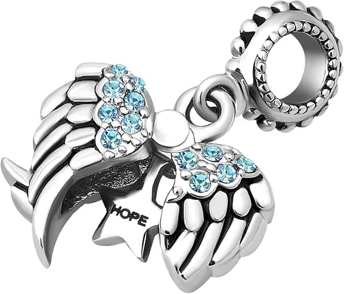Vista 3 de Chili Jewelry Alas de ángel con dije de estrella de esperanza que se abre compatible con pulseras Pandora