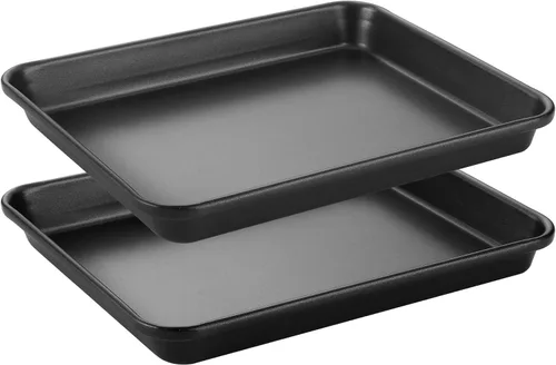 Vista 9 de HONGBAKE 2 piezas de bandeja plana grande para galletas sin bordes, bandeja para hornear aislada antiadherente, bandejas de horno comercial