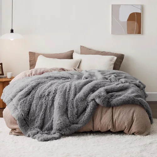 Vista 23 de Bedsure GentleSoft Manta de Tiro de Piel Sintética Esponjosa y Suave para Sofá, Forro Polar Sherpa Suave Regalos Acogedores para Mujeres, Manta