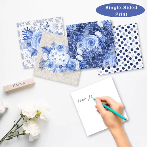 Vista 2 de 28 hojas de papel para álbumes de recortes, papeles especiales florales para álbumes de recortes de 160 g / m², paquete de papel para manualidades