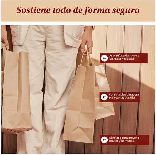Vista 3 de PTP BAGS Bolsas de papel marrón Super Royal, 14 x 10 x 15.75 pulgadas Natural